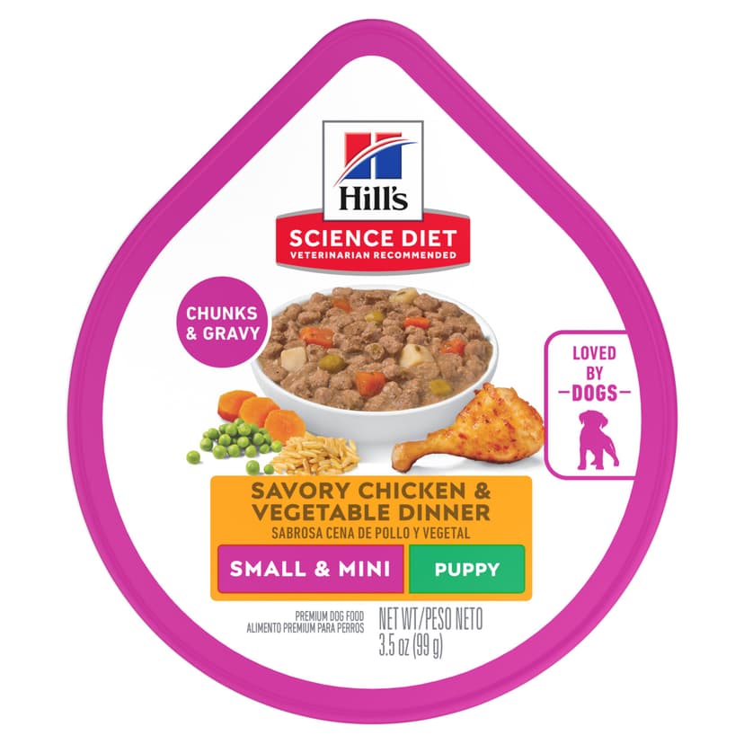 Comida Húmeda en tray para cachorros de raza pequeña - Estofado de Pollo y Vegetales