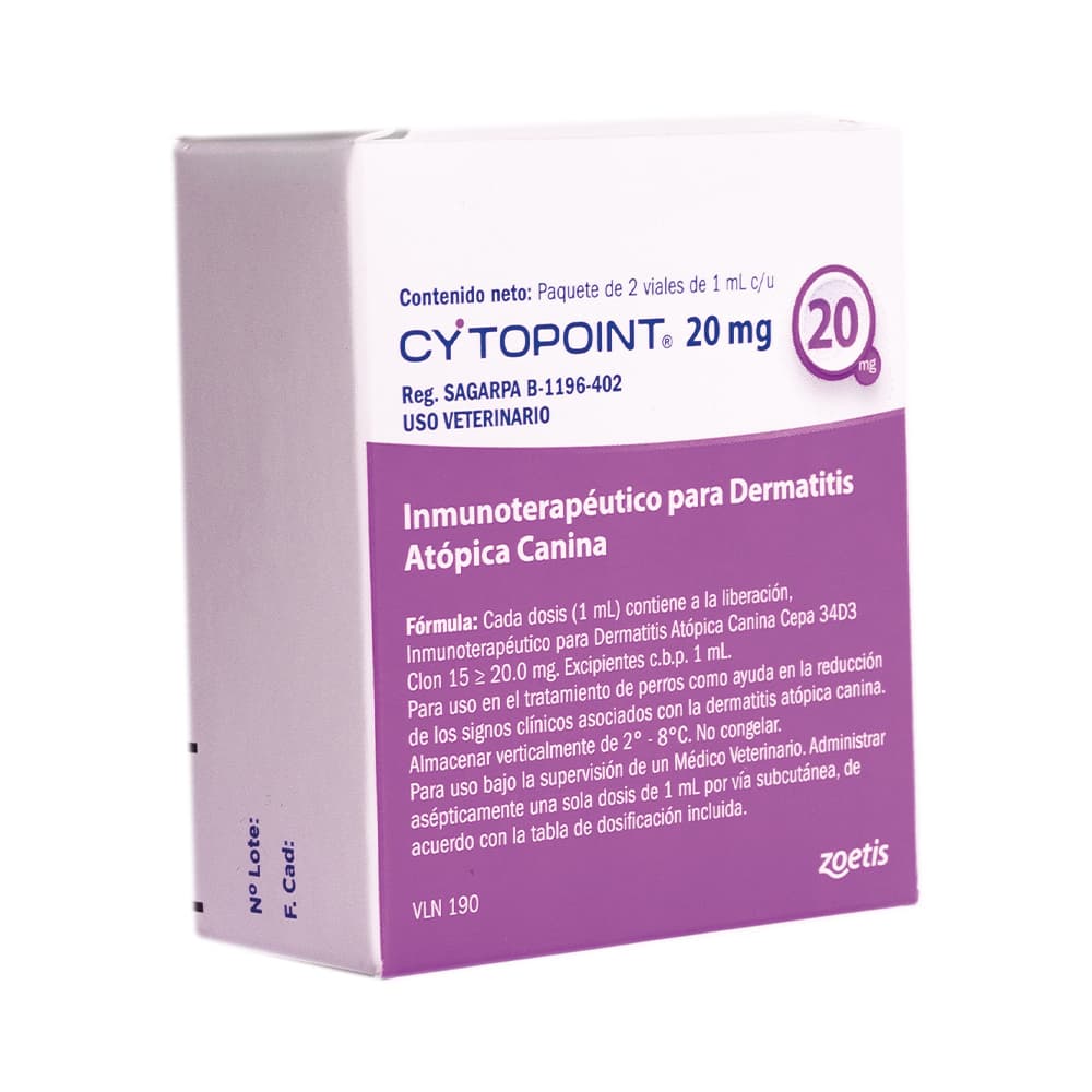 Inmunoterapieutico Para dermatitis Atópica Cytopoint Perros 20 Mg 2 Vial