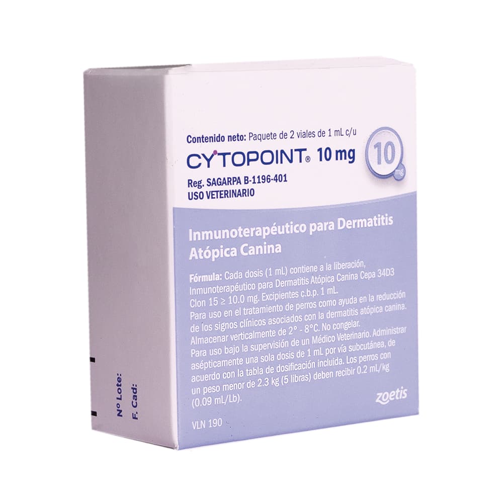 Inmunoterapieutico Para dermatitis Atópica Cytopoint Perros 10 Mg 2 Vial