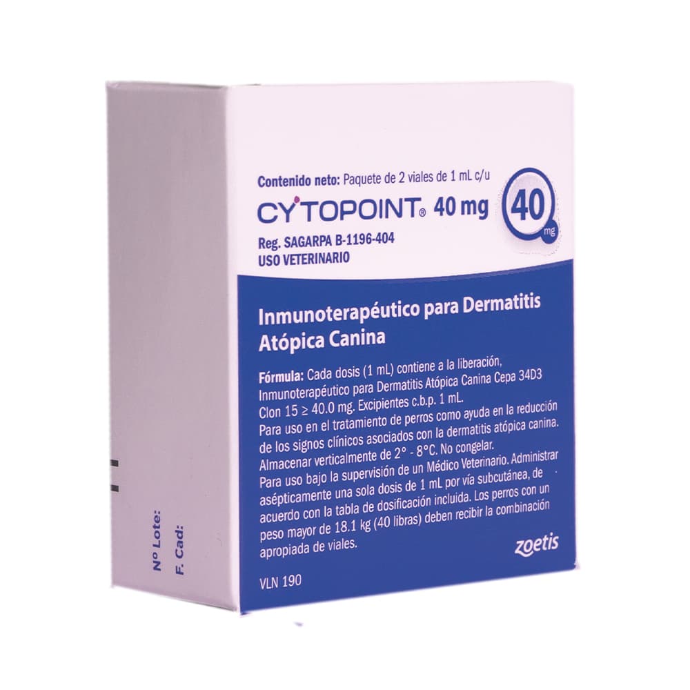 Inmunoterapieutico Para dermatitis Atópica Cytopoint Perros 40 Mg 2 Vial